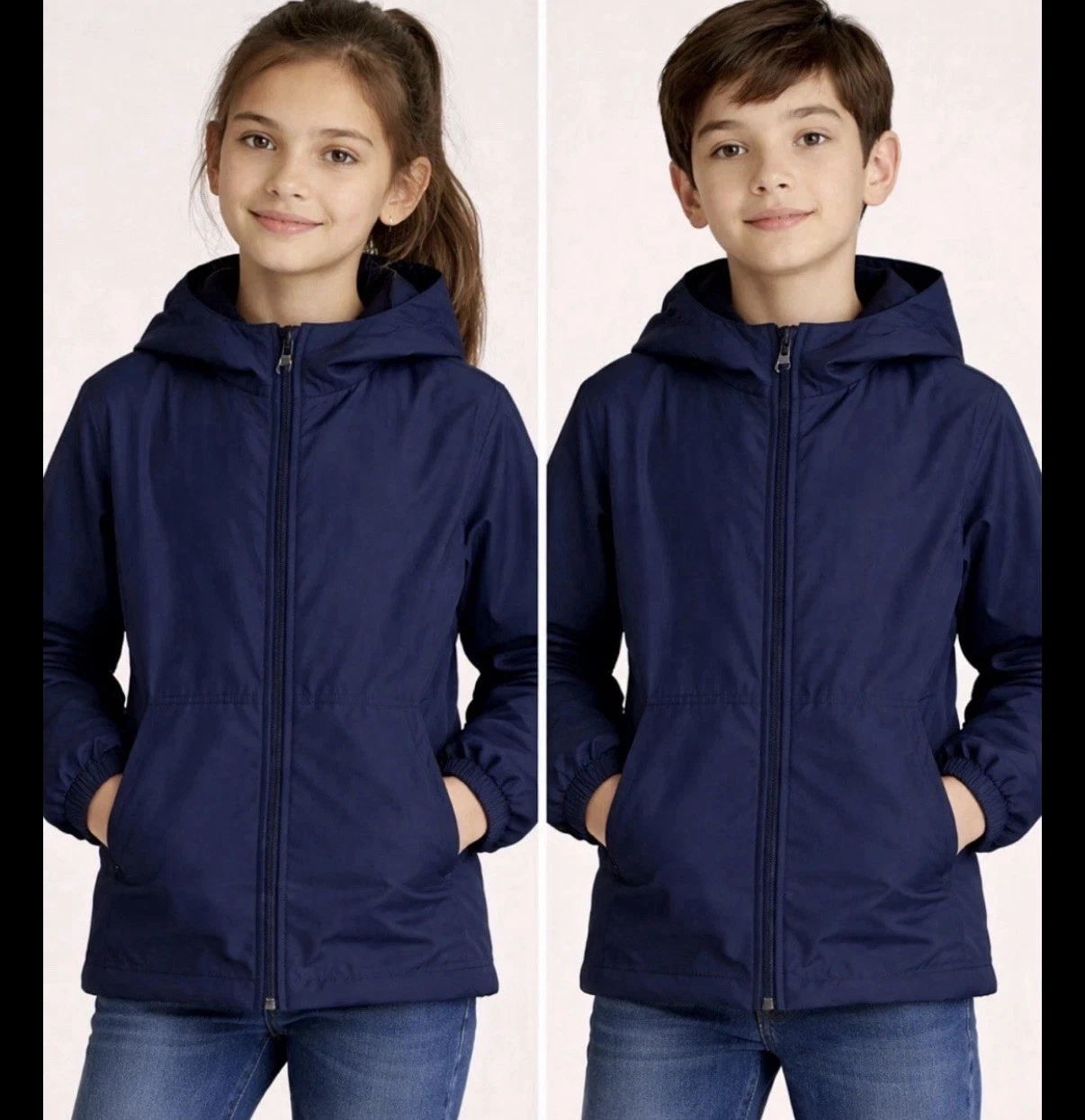 Magellan Outdoors Youth Navy Hooded Windbreaker Jacket M 10/12 Unisex(A483)!
