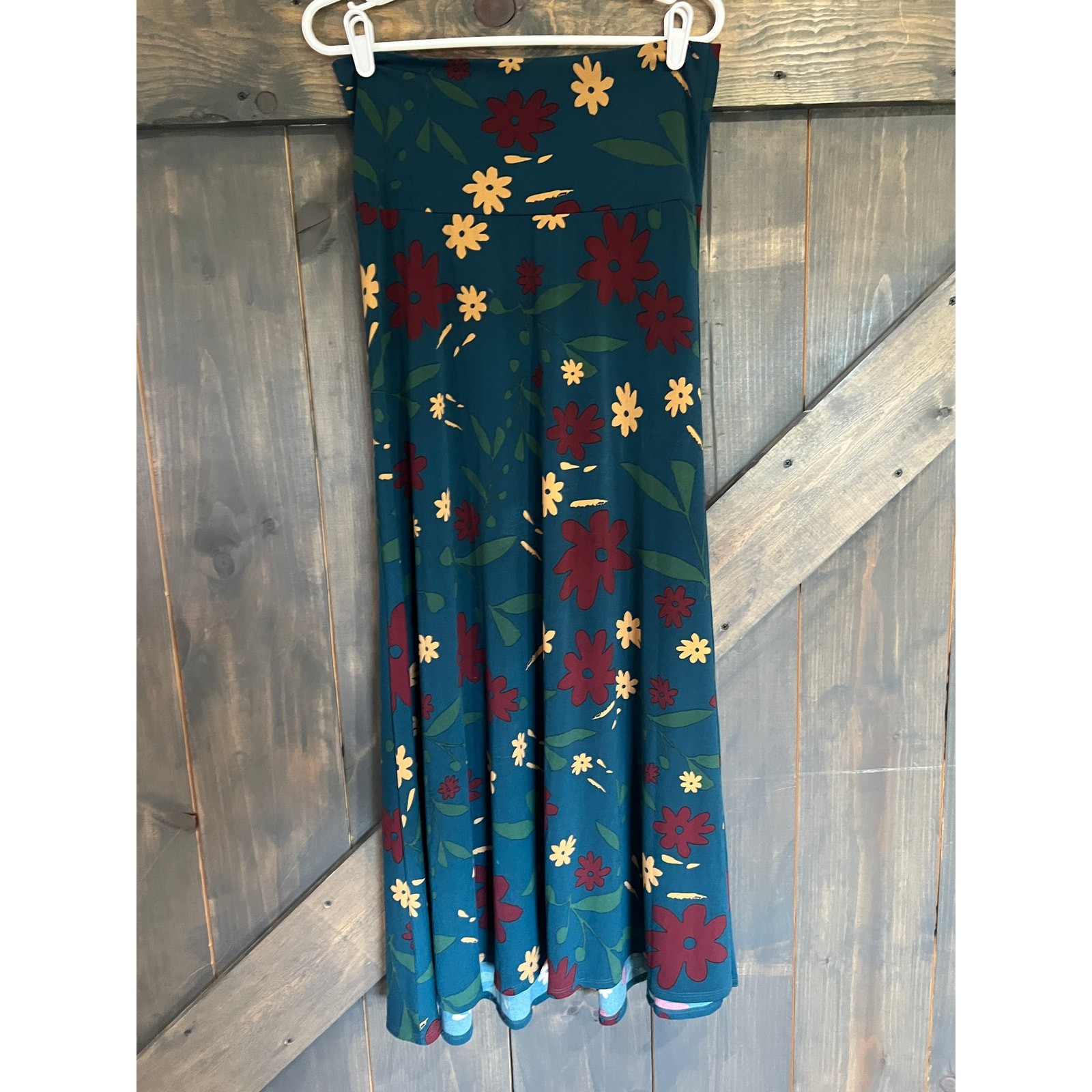 Lularoe Maxi Skirt Women Small Turquoise Blue Floral Colorful Long Boho Stretchy-image