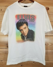 VTG Elvis Presley Elvis Week 2002 Graceland 25 Years T-Shirt Men Large Rainbow