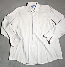 Vince Camuto Dress Shirt Men Size 17 Gray Purple Striped Button Up Long Sleeve