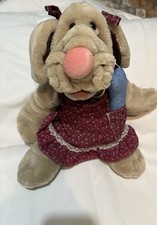 Wrinkles Medium Dog Stuffed Animal Plush with Dress 14-24 in Beige Brown Toy