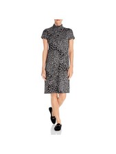 LEOTA Womens Short Sleeve Mock Neck Above The Knee Wear To Work Sweater Dress