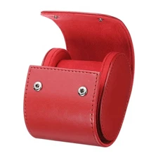 Watch Roll Travel Case Single Slot Portable Leather Watch Cases, Red