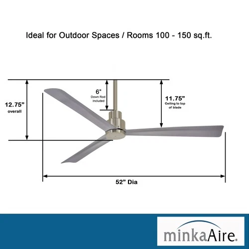 Minka Aire Simple 52"  - Brushed Nickel Wet 3-Blade Remote Control - Picture 4 of 6