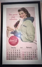 Vintage Original 1957 Coca Cola Coke Pinup Girl Art Calendar FRAMED