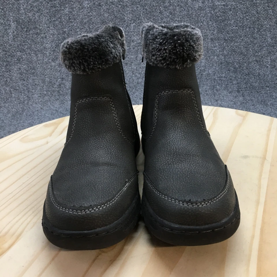 Khombu Winter Snow Boots Womens 8 Addison Gray Faux Leather Round Faux Fur Zip - Image 4 of 4