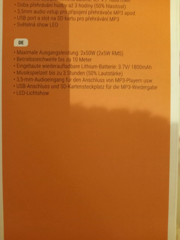 DENVER Bluetooth Speaker tragbar.Lautsprecher BTV-208BK.Neu und OVP - Bild 3 von 3