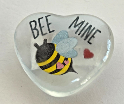 Ganz Clear Heart Shape Acrylic ''Bee Mine'' Token w/Bee 1 1/2''