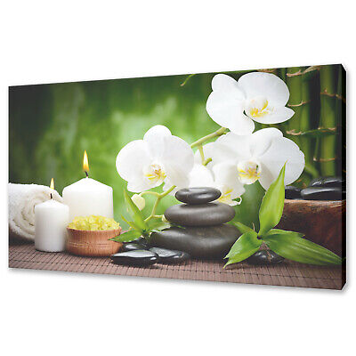 Orchid Candles Bamboo Zen Stones Canvas Picture Print Wall Art Home Spa Decor Ebay