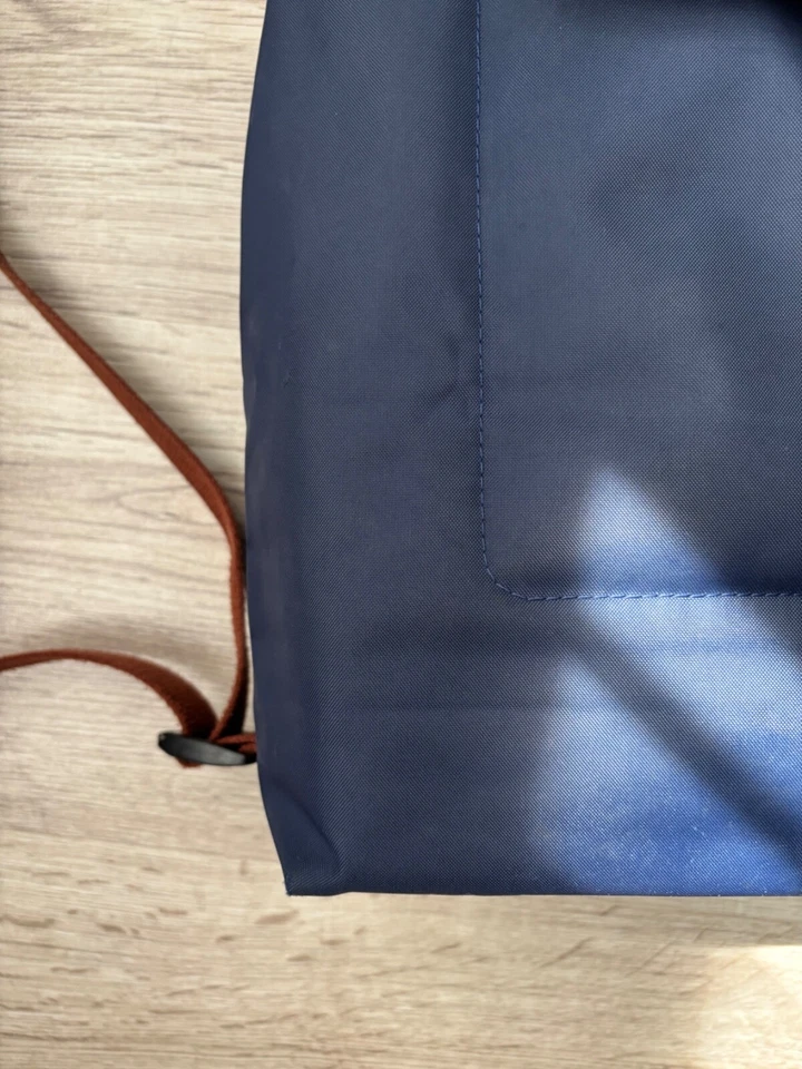 Longchamp Brown/Navy Blue Nylon Le Pliage Backpack USED - Image 4 of 4