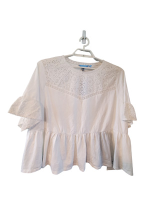 Draper James nwt top womens 3X knit eyelet flutter sleeve tee $75 Spring Summer