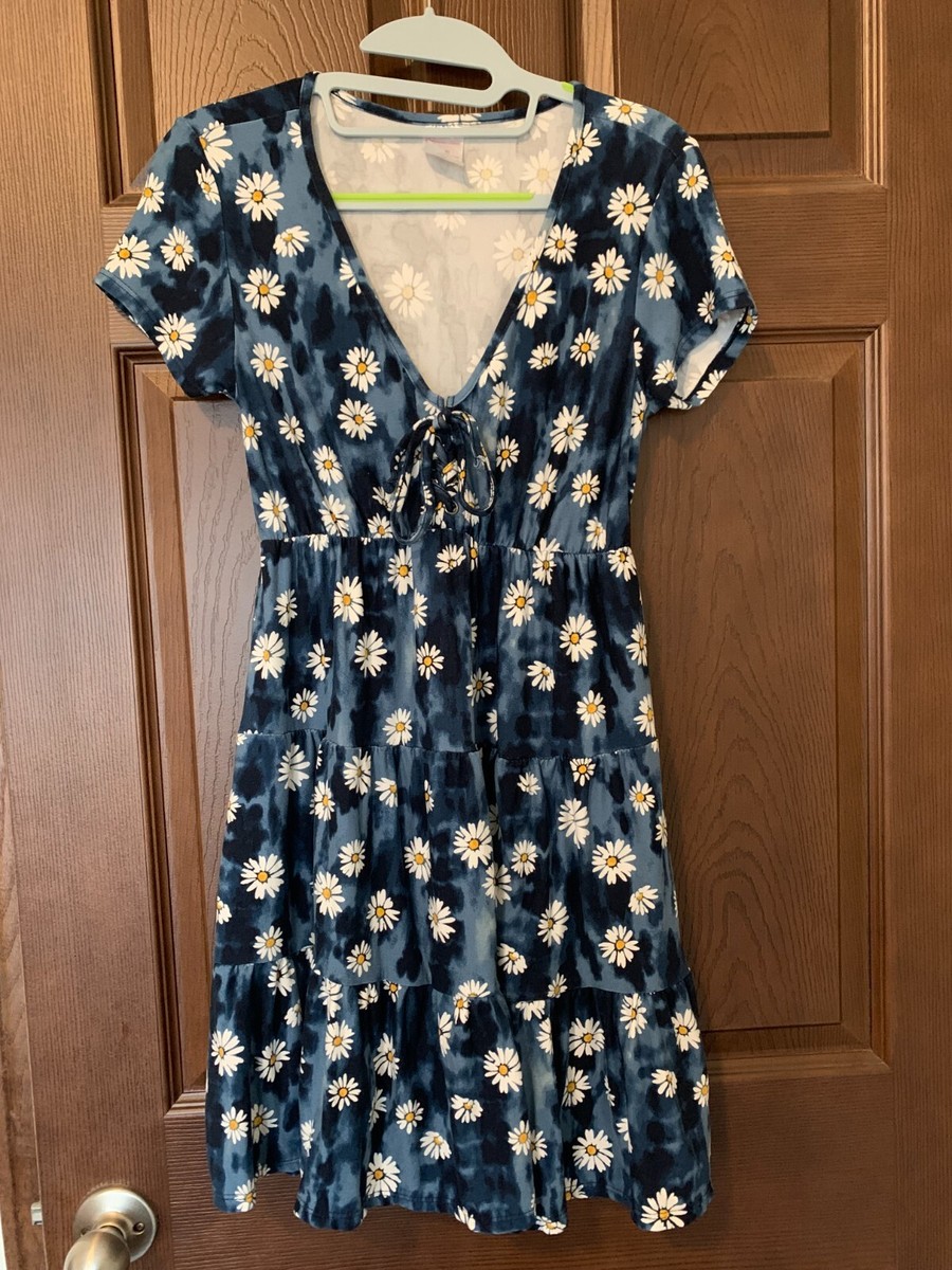 ワンピース VALLO DE NEAR Blossom Dress Navy NoBo NO Boundaries Women's Short Sleeve V Neck Floral Dress
