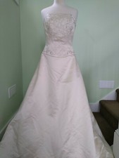 Davids Bridal  Wedding Dress T8589 Light Gold Sz 12 EUC 