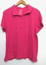 Time And Tru Shirt Womens XXXL 3XL Pink Bright Short Sleeve Polo Classic Top