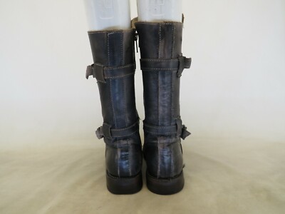 Bed Stu Centrale Bovine Black Leather Boots Studded Moto Distressed Sz US 11 BED STU Black Bovine Leather Boots Distressed Tall Riding  main image 4