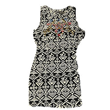 ASTR The Label Dress Womens Medium Black White Geometric A Line EUC