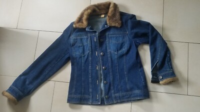 Tolle Damen Mädchen Herbst Jeansjacke mit Kunst Pelz Gr. 36 