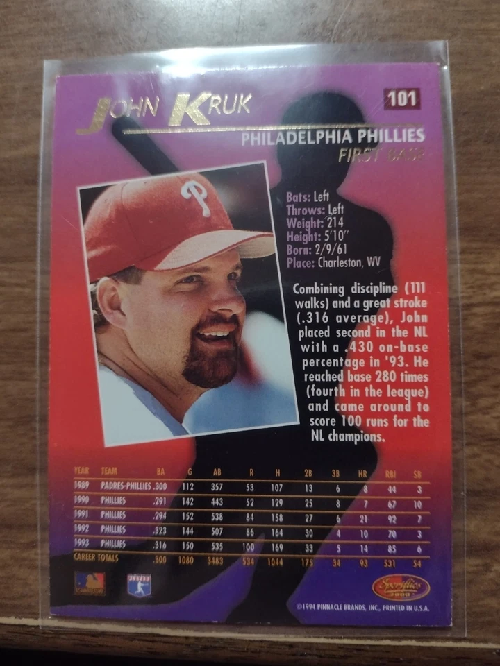 John Kruk, Dean Palmer y Terry Mulholland Sportflics #101, 85 y 134 Foto 2 de 4