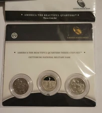 2011 America the Beautiful Gettysburg Mint Issue 3 Coin Set