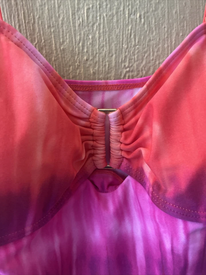 Traje de baño Tankini Sonoma rosa Ombré para mujer Top tazas acolchadas talla 10 sin tirantes Foto 4 de 4