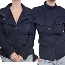 L.a.m.b. Navy Angora Wool Utility Military Jacket Blazer Coat Womens Size S