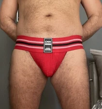 Jockstrap Men's Size L Sexy Classic Sport Gym Athletic Supporter Red Jock Brief