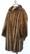 REAL MUSKRAT FUR BROWN Women German SOFT Winter Swing Dress Jacket COAT 12 M
