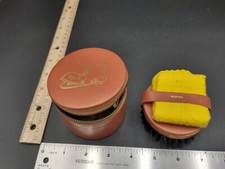 Vintage Zip-up Round Shoe Shine Kit w/Ground Leather Case. Made in Austria 1598