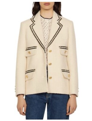 Sandro $595 Noella Blazer  with Braided Trim Size 40 CHIC   