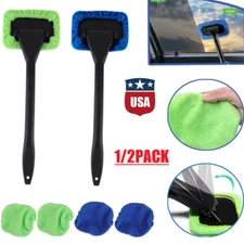 2Pcs Windshield Cleaner Tool Inside Car Window Cleaning Tool & Reusable Pad USA