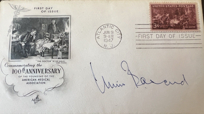 CHRIS BARNARD HEART SURGEON SIGNED FDC COMMEMORATING THE AMA 100TH