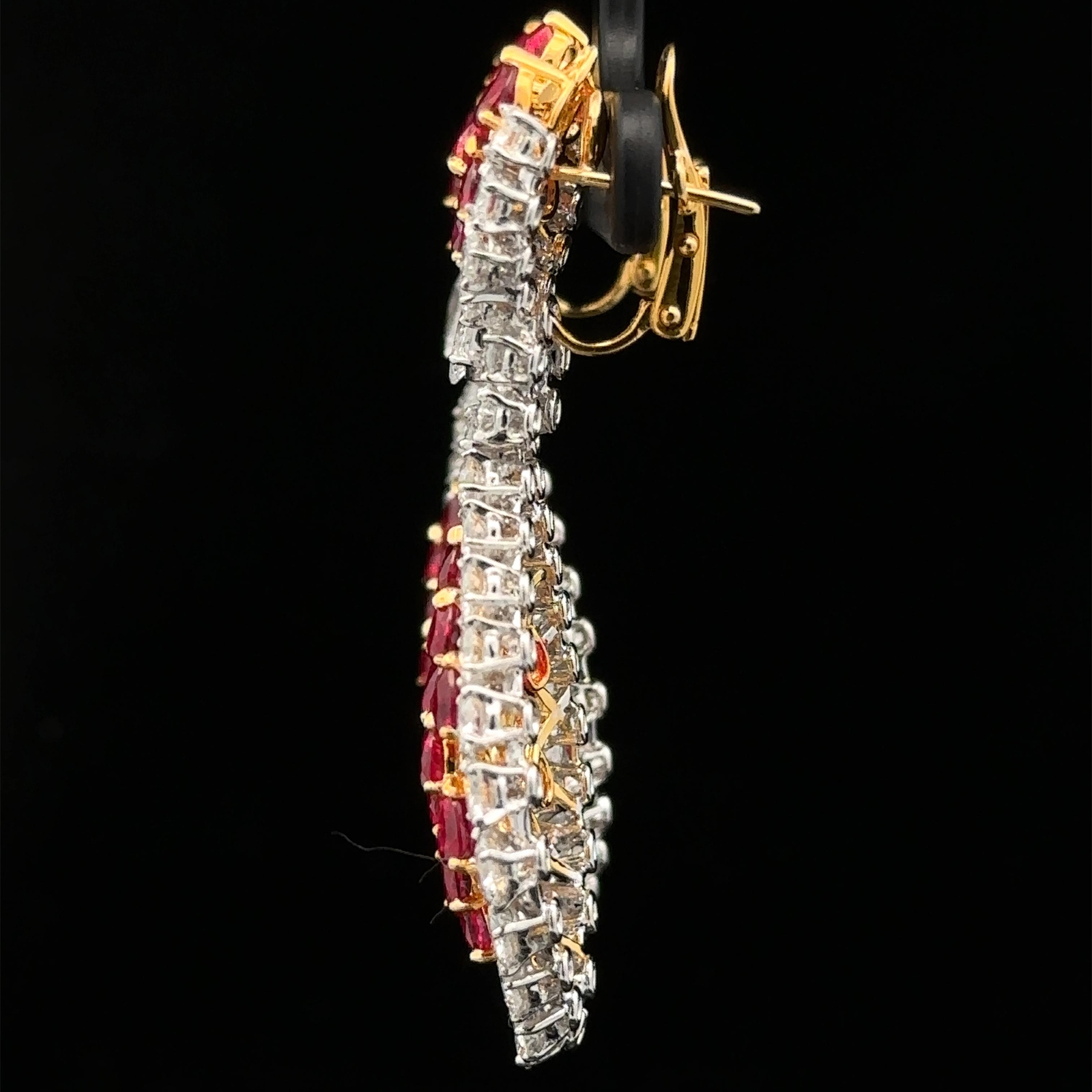Platinum & Gold 16.47ctw GIA Vivid Burma Ruby Diamond Chandelier Dangle Earrings image 8