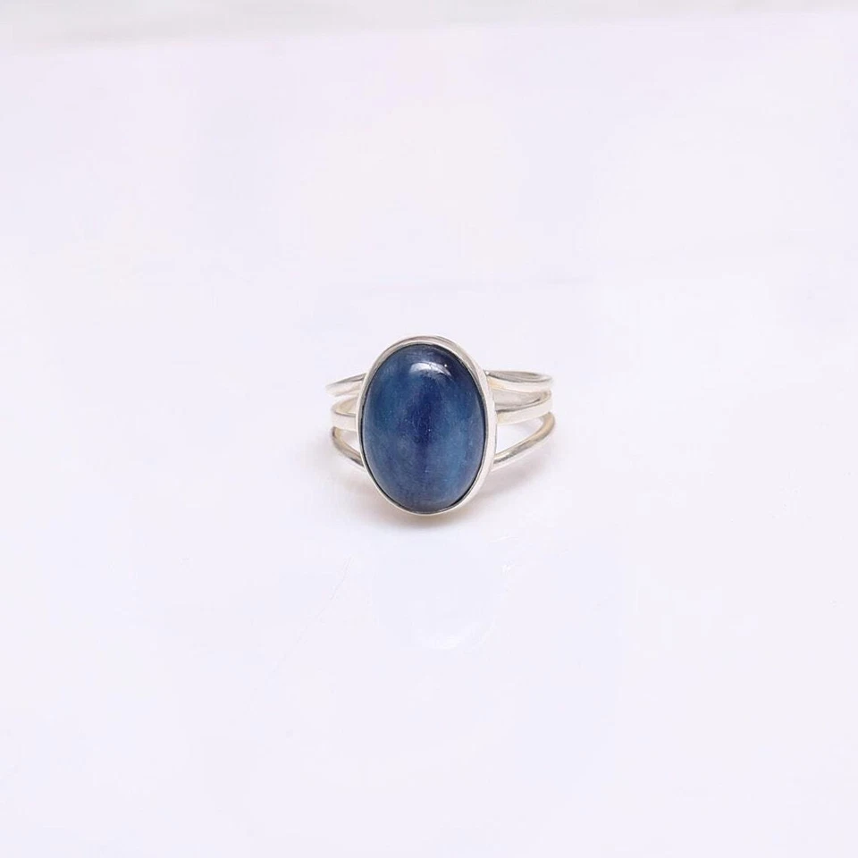 Natural Kyanite Oval Ring, 925 Sterling Silver Ring, Handmade Gemstone Jewelry - Image 2 of 4