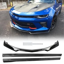 Front Bumper Lip Side Skirt For 2016-24 Chevy Camaro 1LE Style ABS Glossy Black