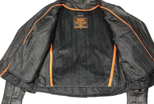 GIACCA MOTO MILWAUKEE PELLE UOMO NERA PREMIUM PELLE SPESSA - SAHA - Foto 3 di 10