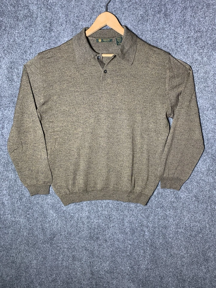 Principe Long Sleeve Merino Wool Italy Made Polo Sweater Medium Pullover Green - Image 3 of 4