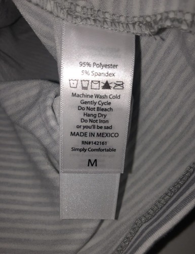 Lularoe M Liv Graphic Ringer T Shirt Medium Chillaxin' gray white striped #424 - Picture 4 of 5