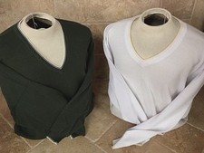 2 NWT New Mens V-neck Pringle XL Royal Blue and White Waffle Knit Sweaters