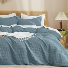 Waffle Duvet Cover Set King Size, No Snagging Ultra Soft Luxury Textured Breatha