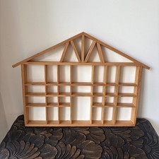 Large mid century vintage French wooden house shaped display shelf, knick knack