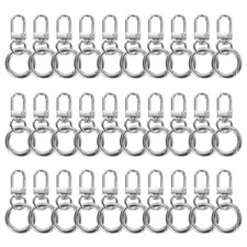 30pcs Lobster Claw Clasp Keychains for DIY Craft Making Silver Tone