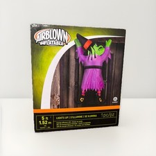 60" Blow Up Inflatable Hanging Witch Outdoor Halloween Yard Decoration