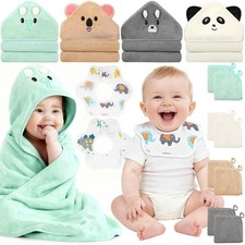 14 PCS Baby Towel Washcloth Bibs Set 4 Bath 32x32 Inch 8 Cloth 2 Bib Cotton