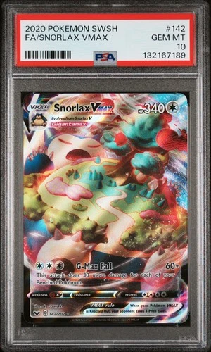 2020 POKEMON SWORD & SHIELD #142 FULL ART/SNORLAX VMAX PSA 10