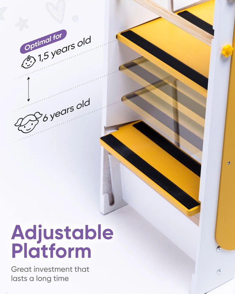 Torre de pie 4 en 1 para niños pequeños 3 niveles altura ajustable [multifuncional] con... Foto 3 de 4