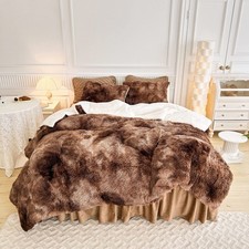 3-Piece Plush Shaggy Comforter Set, Full/Queen Size Luxury Faux Fur Sherpa Rever