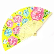 Silk Folding Fan with Hibiscus Design, Women  s and Men  s Luxury Japan