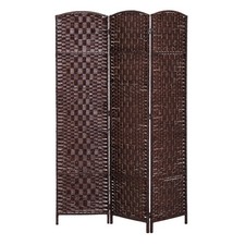 3 Panel Folding Room Divider 70.75" H Arched Wicker Woven Privacy Screen Brown