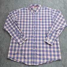 CINCH Shirt Men Extra Large Red White Blue Plaid Button Down Long Sleeve Western