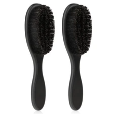 Hair Brush, 2 PCS Natural Boar Bristle, ABS Handle Professional Barber Brush ...